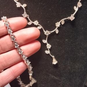Silver Avon Necklace and bracelet set